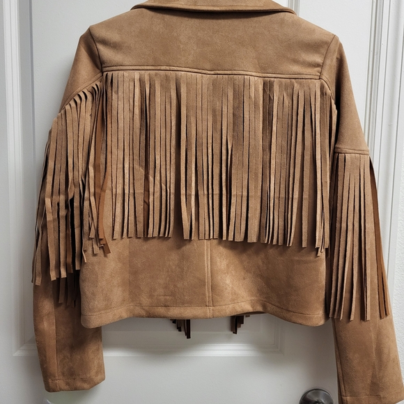 Lucky Brand Brown Fringe Leather Jacket - Picture 3 of 5
